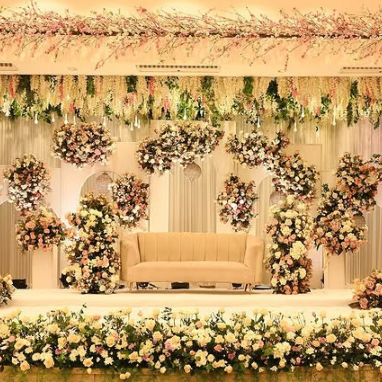 Pastel floral wedding stage décor
