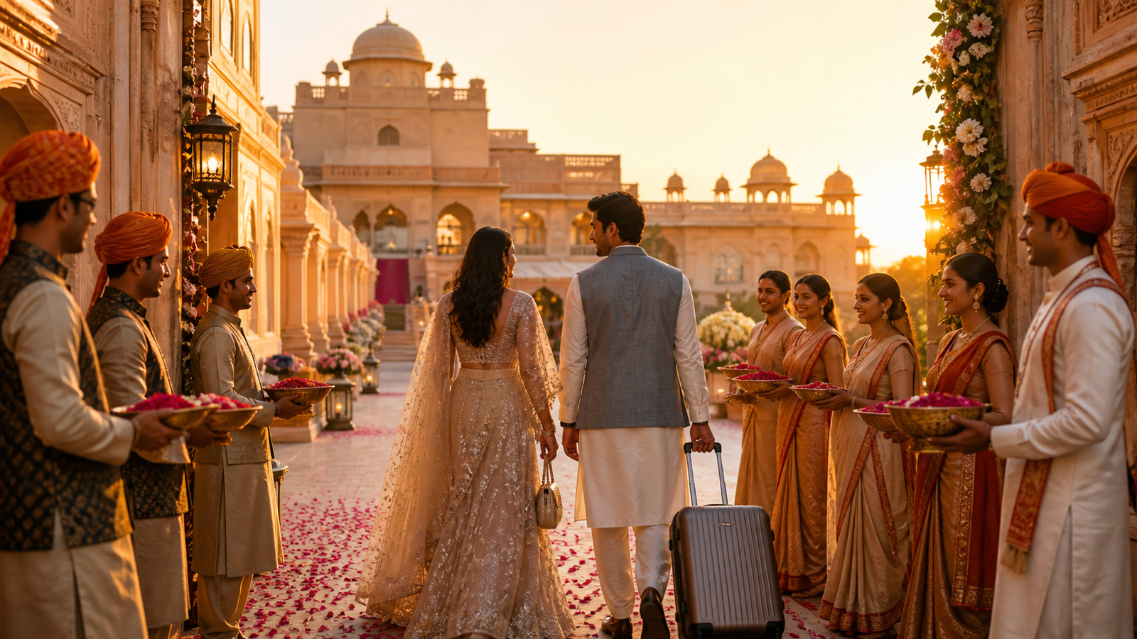 Destination wedding guests arriving in Jaipur